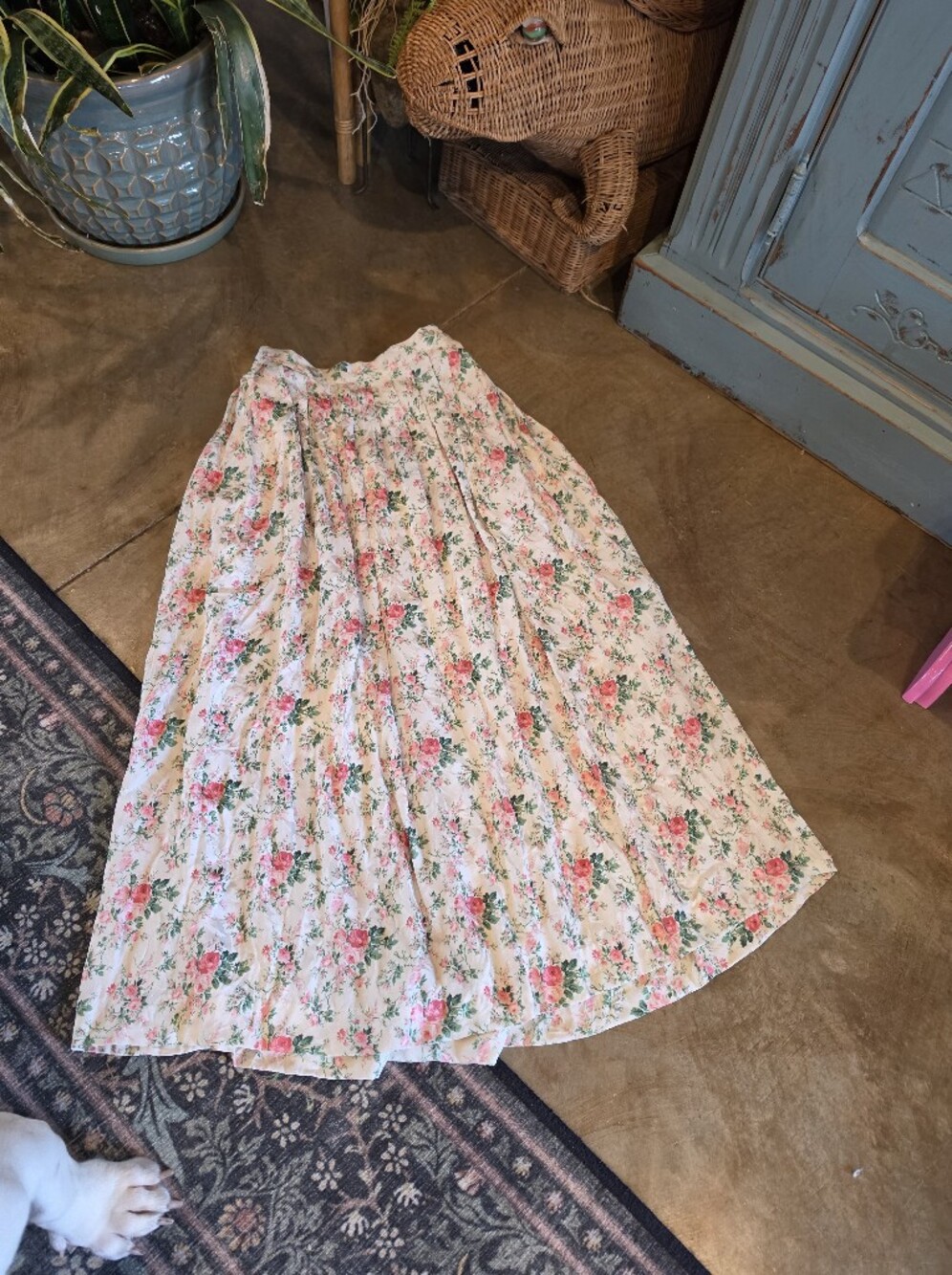 Vintage Floral 100% Silk Midi Length Flowy Skirt~27in Waist By VICTORIA ASHLEY - Picture 2 of 7
